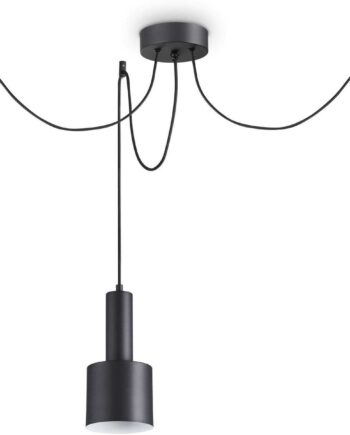 Pendelampe Ideal Lux Holly Sort Metal   Justerbar Højde 37-230 Cm  3x E27