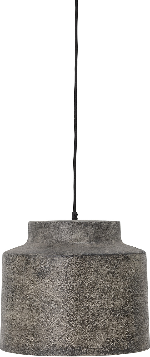 Pendellampe Bloomingville Grei ø35     H30   Cm Grå Metal Med Betonlook Og Justérbar Sort Stofledning
