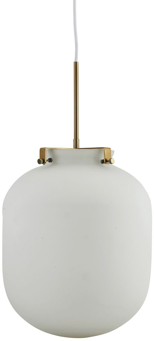 Pendellampe House Doctor Ball ø30   H35 Cm Mat Hvidt Glas Med Gulddetalje