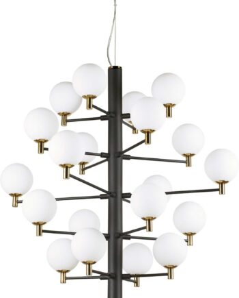 Pendellampe Ideal Lux Copernico ø86 Cm H104-202 Cm Justerbar Højde Metal Og Glas Sort Minimalistisk