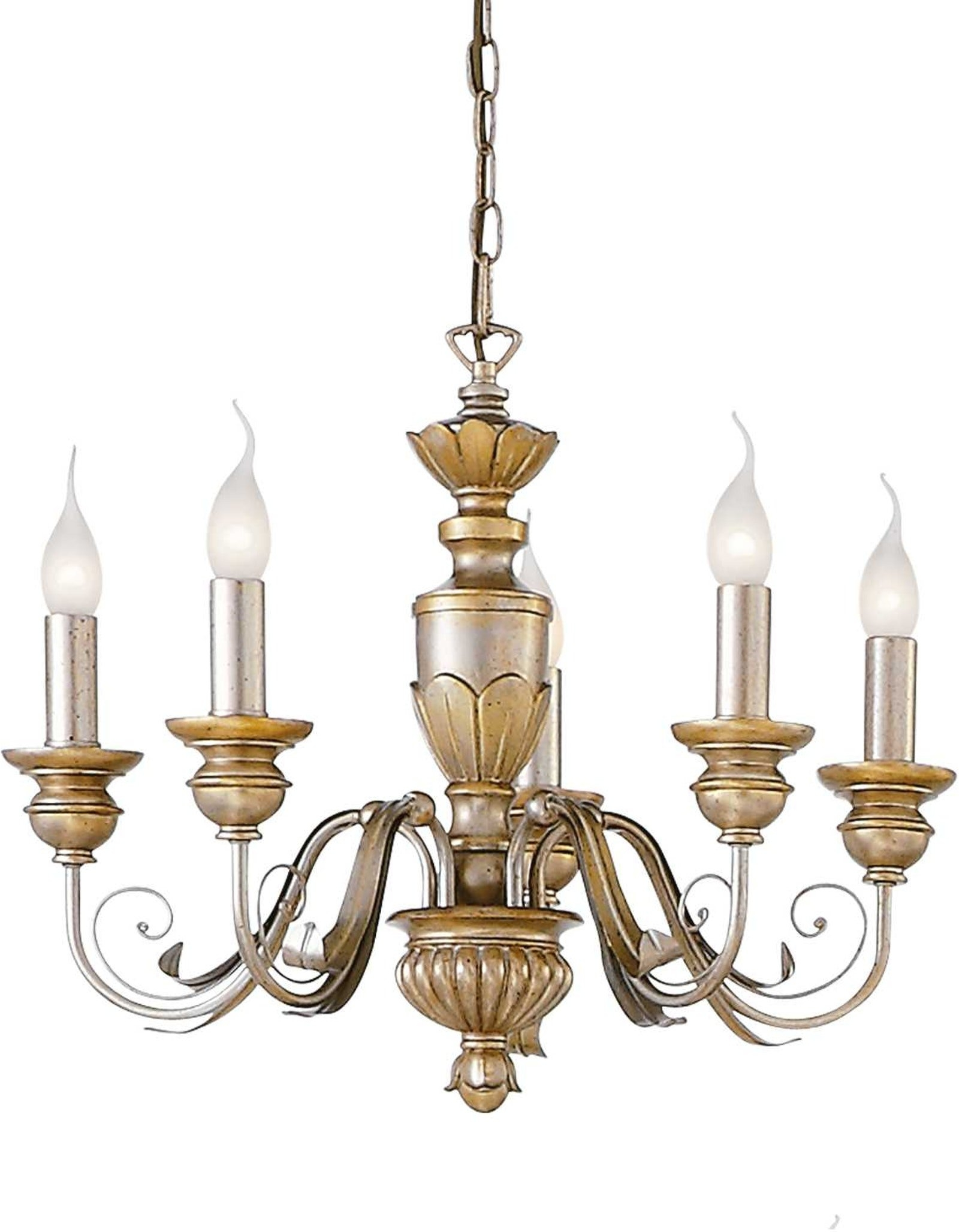 Pendellampe Ideal Lux Firenze ø55 Cm Bladdetalje Metal Bladguld Justerbar Højde 45-105 Cm E14 Ip20
