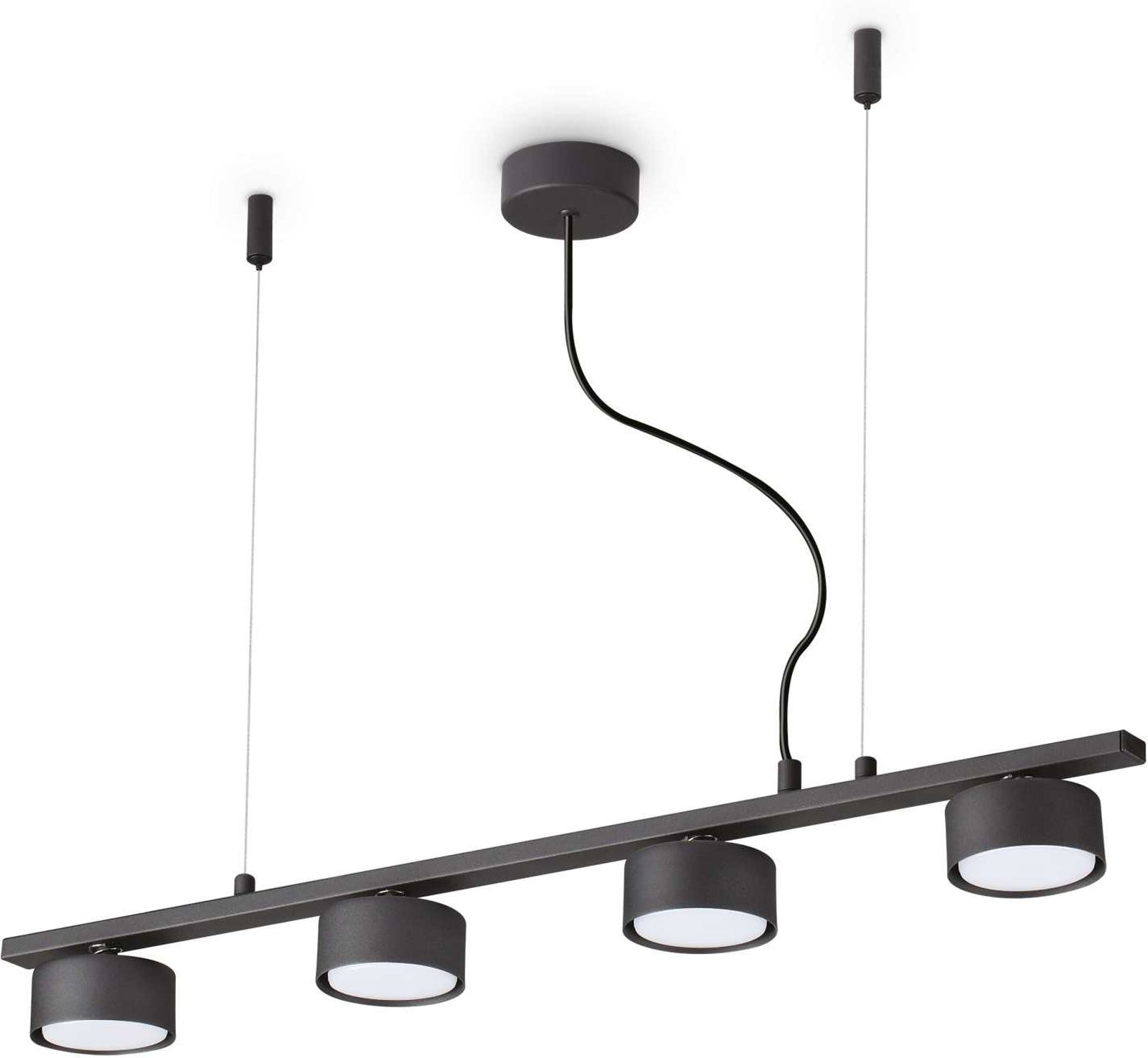 Pendellampe Ideal Lux Minor Sort Pulverlakeret Metal Justerbar 4xgx53 Led 3000k