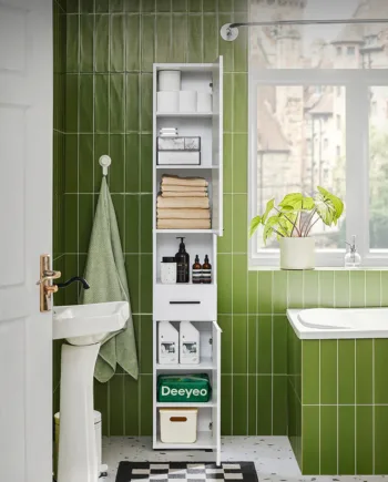 Pladsbesparende Badeværelsesskab  L30xb31xh182cm  Hvid