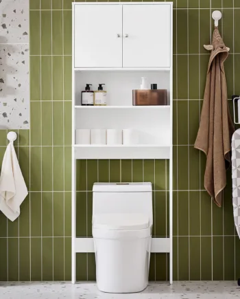 Pladsbesparende Reol Til Badeværelset  Placer Over Vaskemaskine Eller Toilet