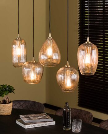 Player Loftlampe Med Fem Forskellige Glaskupler Med Diamantformet Mønster Levering Uden Pære