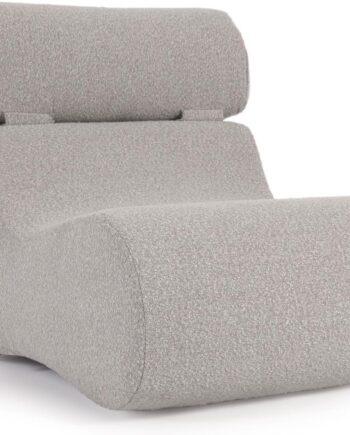 Polstret Lænestol Kave Home Club   Lysegråt Fleece-stof Med Ergonomisk Form Og Foldbar Nakkestøtte