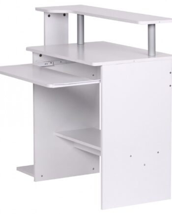 Praktisk Skrivebord   Computerbord Med Tastaturforlænger  94   90   48 Cm  Hvid