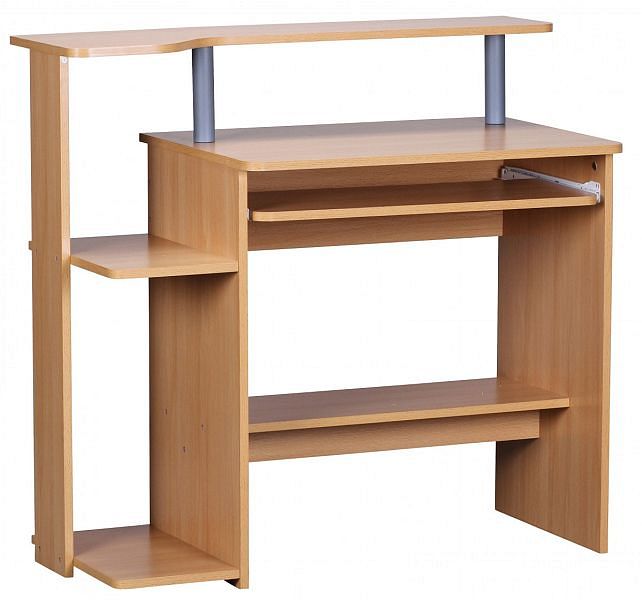 Praktisk Skrivebord   Computerbord Med Tastaturforlænger  94   90   48 Cm  Naturfarvet