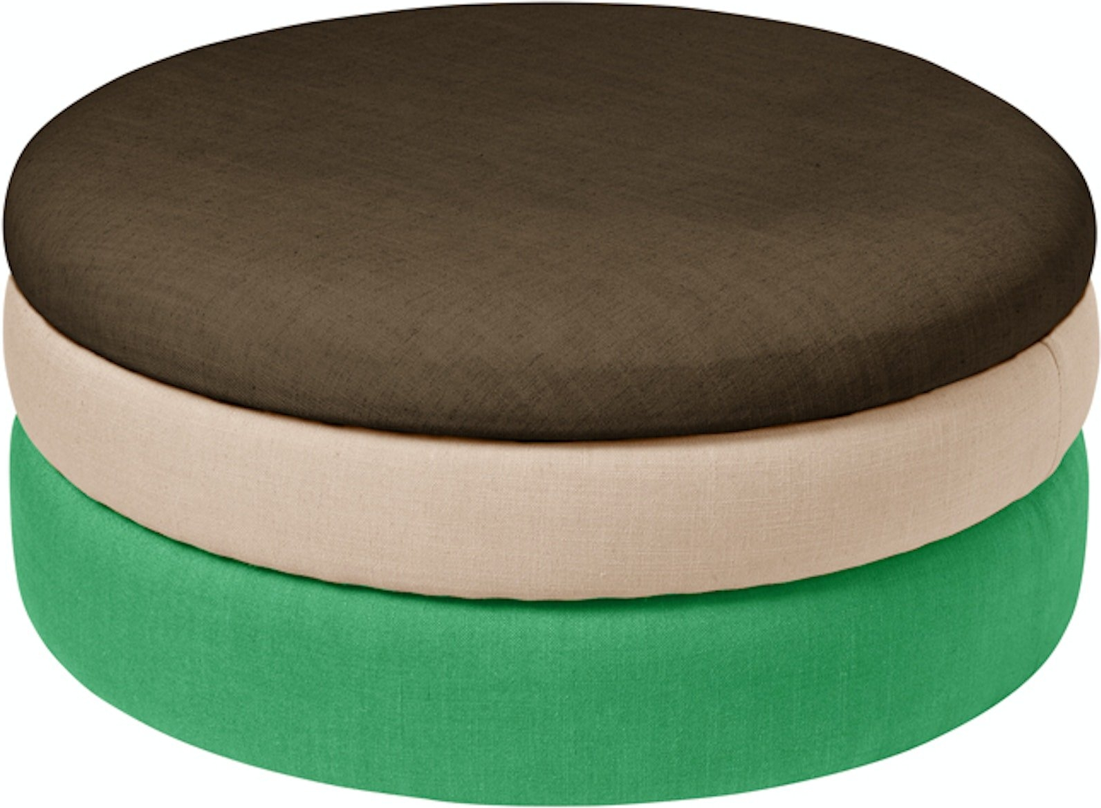 Puf Skammel Broste Copenhagen Pond   Stof Brun Lyserød Grøn ø68   H30 Cm