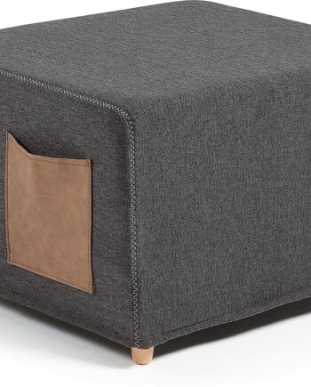 Pufseng Foldbar Kave Home Kos   Sort Teflonbehandlet Stof   Skum-madras Med Bøgetræben  Gæsteseng 70   180 Cm