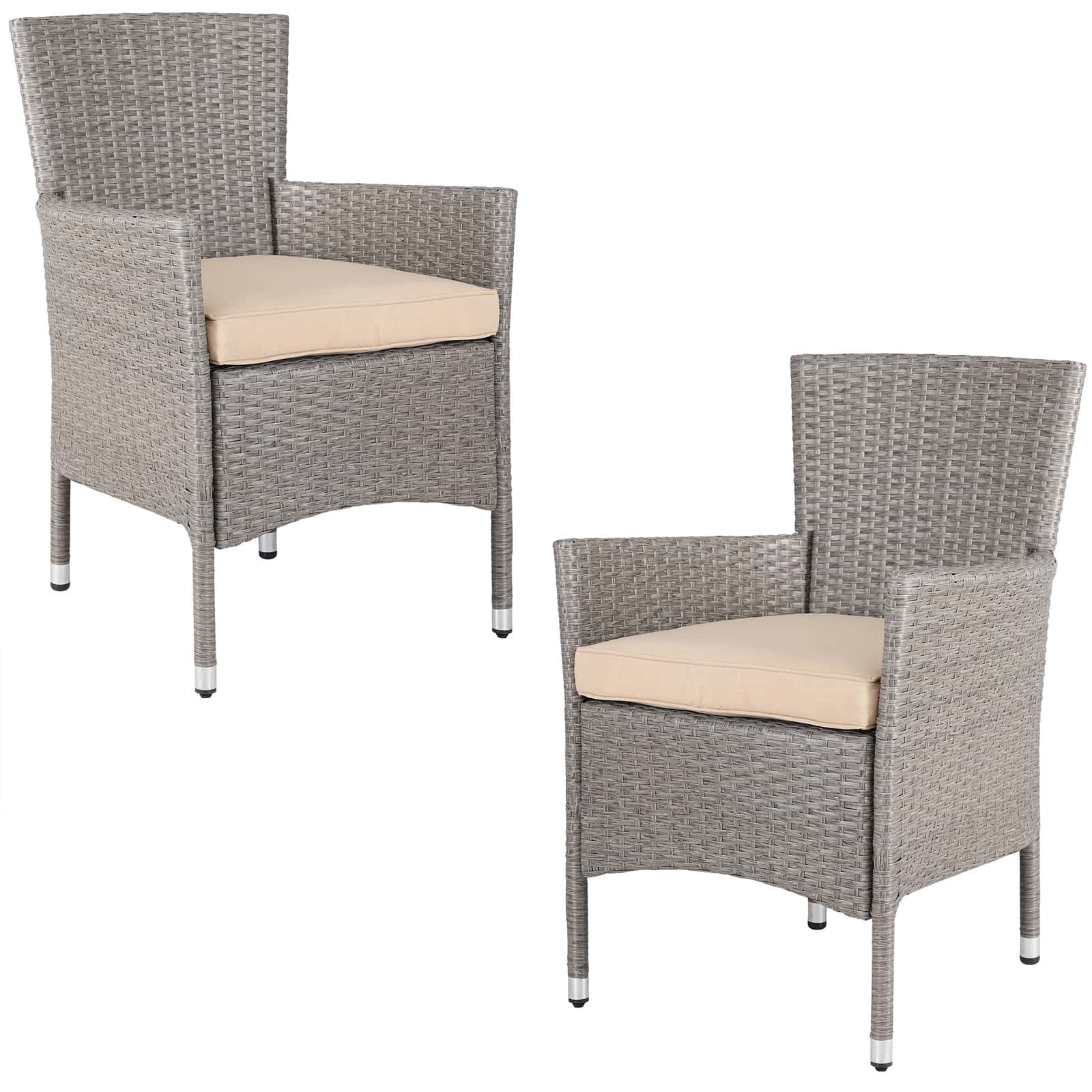 Rattan Havestole  Sæt Af    Stabelbare  Med Hynde  Balkonstolssæt