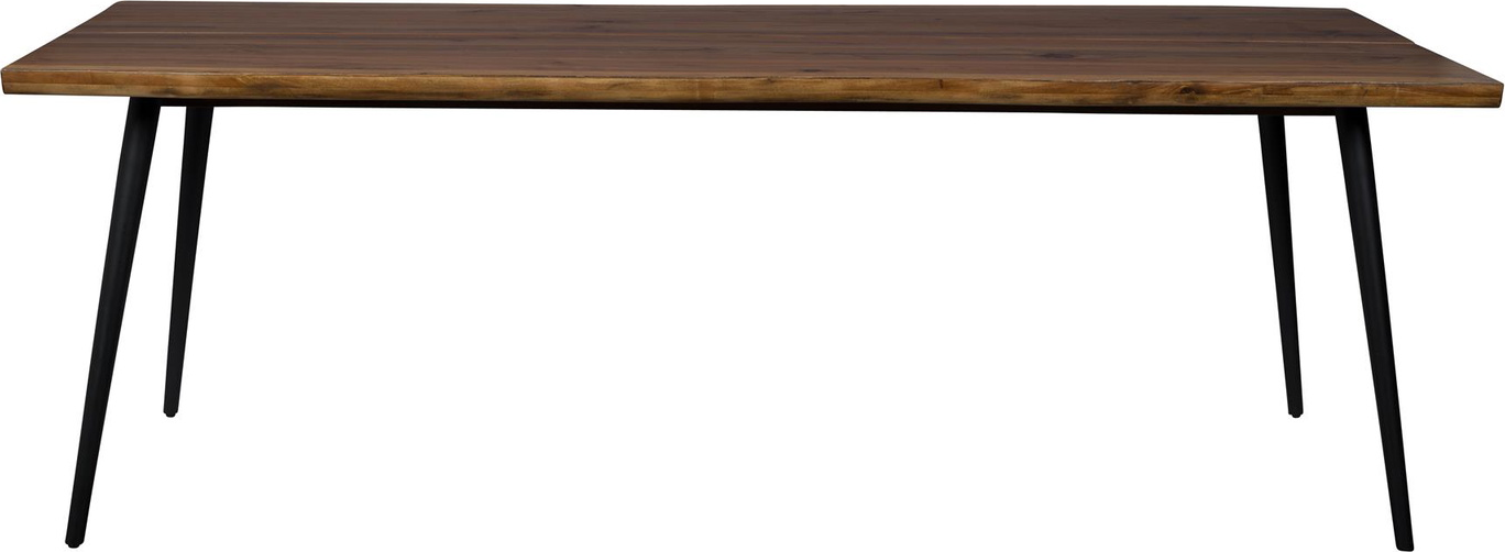 Rektangulært Spisebord Dutchbone Alagon 220x90x75 Cm Valnødfiner Mørk Natur Med Sorte Stålben