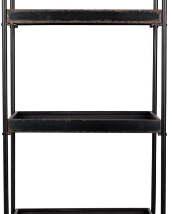 Reol Studio White Ryan Industriel  Kulsort Pulverlakering    Skuffer Og Hjul  H175ã B60ã L375 Cm