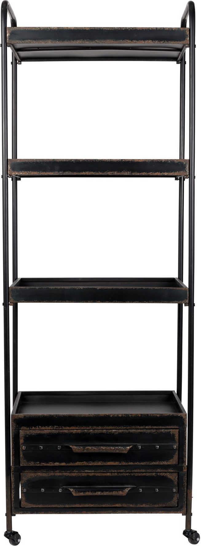 Reol Studio White Ryan Industriel Kulsort Pulverlakering Skuffer Og Hjul H175ã B60ã L375 Cm