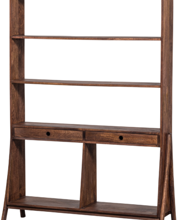 Reol Woood Collection Sivian åben Displayreol Mangotræ Valnødfinish Med Skuffer 175   120   28 Cm