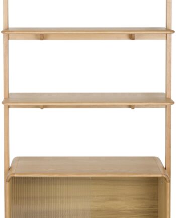 Reol Zuiver Rise Asketræ Mørk Sand Med Ribbet Glas Skydedør 180ã 90ã 35 Cm