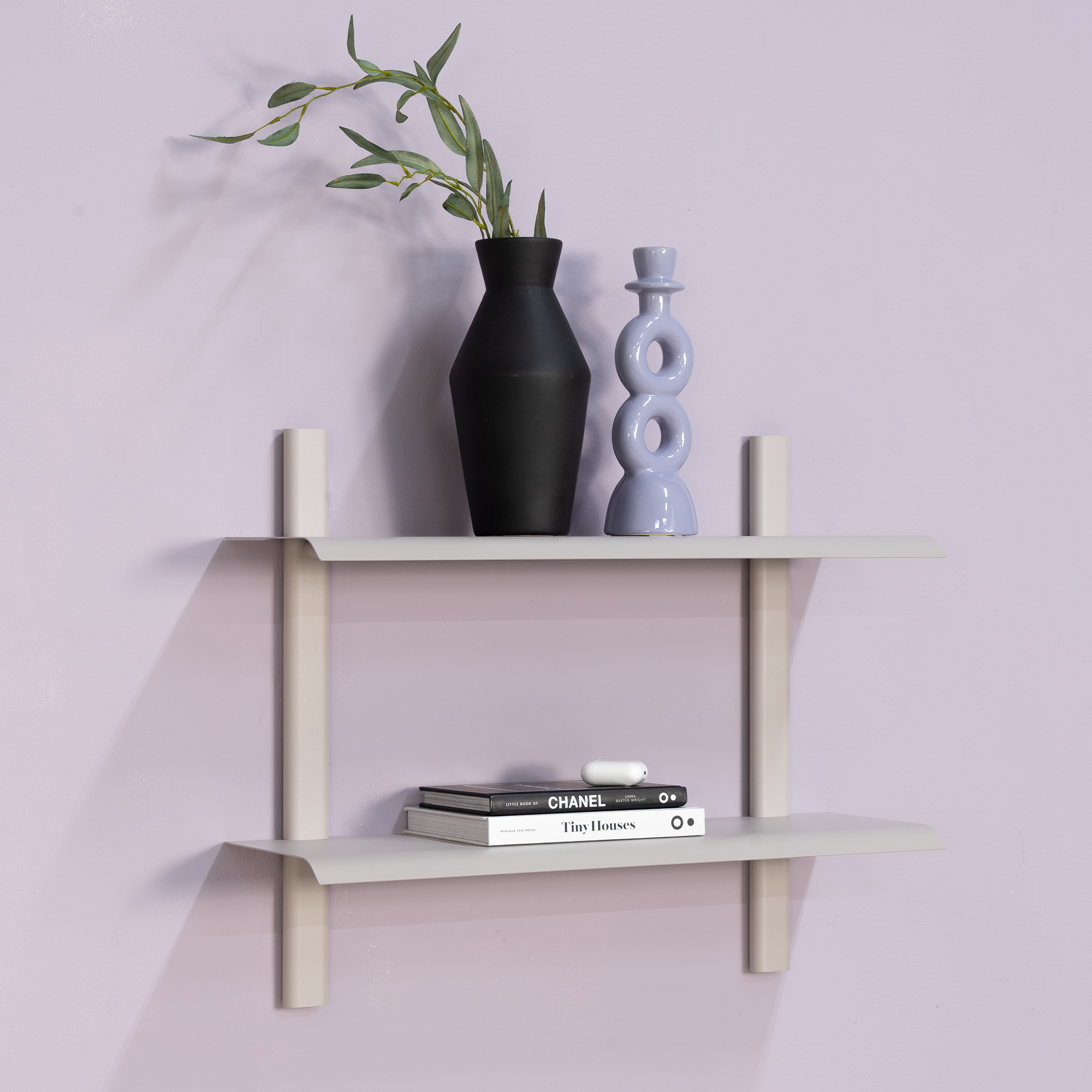 Repisa Dobbelt Væghylde Metal Farver Bredde 60 Cm Silky Taupe Metal