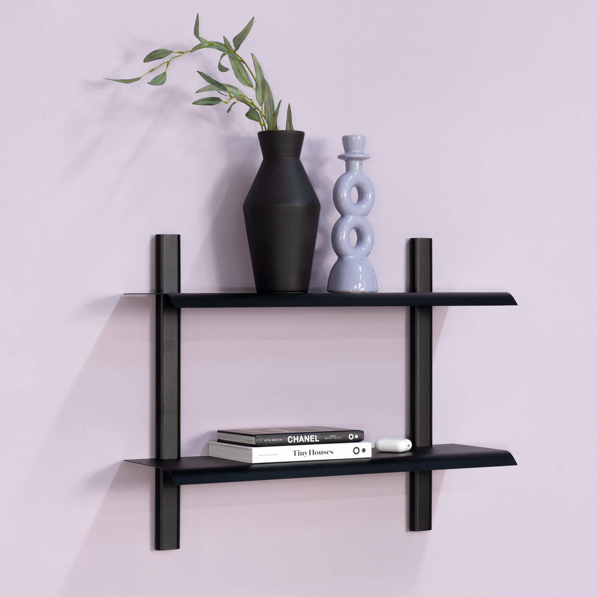 Repisa Dobbelt Væghylde Metal Farver Bredde 60 Cm Sort Metal