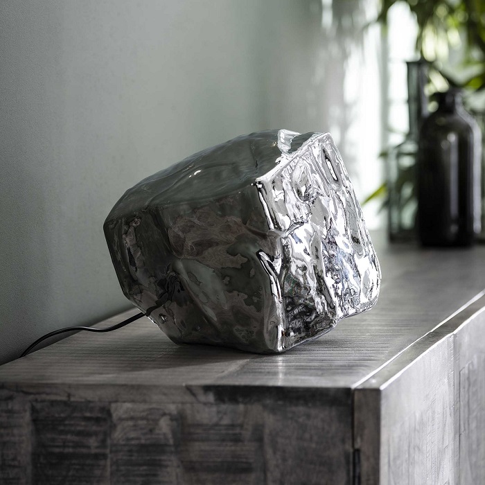 Rock Bordlampe   Forkromet Glas Levering Med Pære