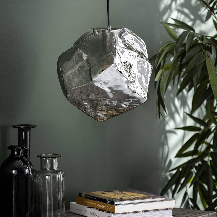 Rock Loftlampe   Forkromet Glas Levering Med Pære