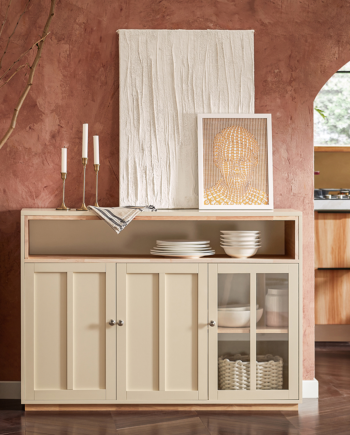 Rummelig Og Dekorativ Køkkenskænk  120x40x85 Cm  Beige