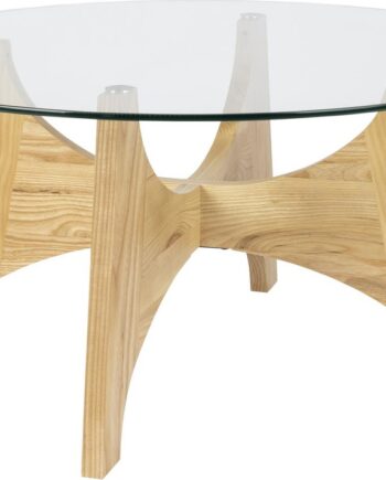 Rundt Sofabord Zuiver Kobe ø80ã H40 Cm Glas Asketræ Natur