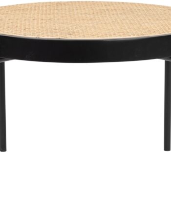 Rundt Sofabord Zuiver Spike ø60   H40 Cm Antracit Rattan Med Bøgetræsfødder