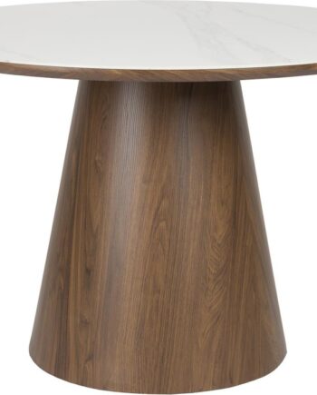 Rundt Spisebord Studio White Almira ø115 Mdf Mørk Natur Marmorlook