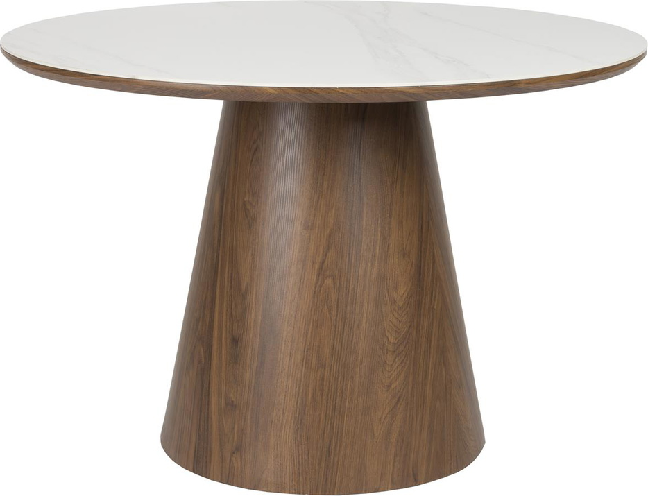Rundt Spisebord Studio White Almira ø115 Mdf Mørk Natur Marmorlook