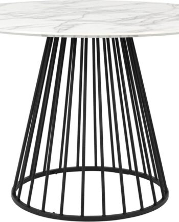 Rundt Spisebord Studio White Floris ø110 Cm Sort Metal Marmorpapir-look