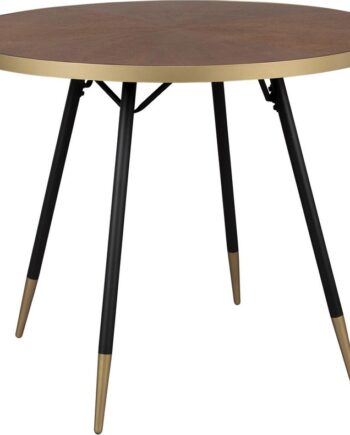 Rundt Spisestuebord Studio White Denise ø91   H75 Cm Askefinér Brungrå Med Sort Metalstel
