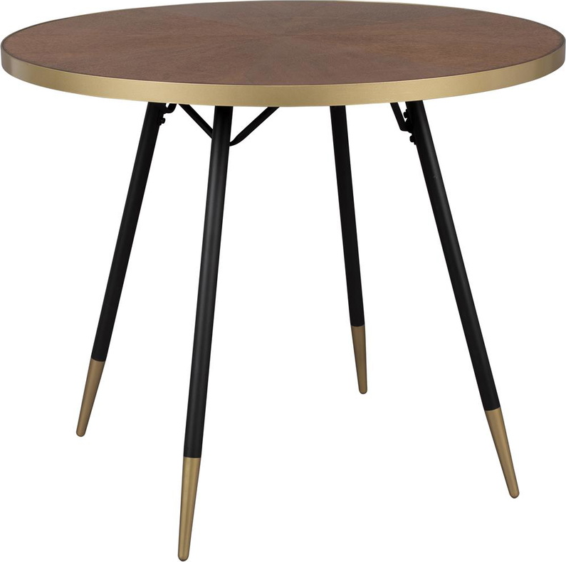 Rundt Spisestuebord Studio White Denise ø91   H75 Cm Askefinér Brungrå Med Sort Metalstel