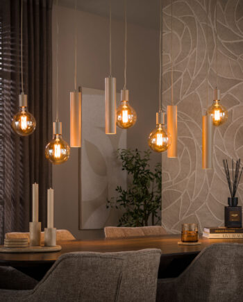 Scala Loftlampe   Beige Metal Med Ni Lyskilder Levering Uden Pære