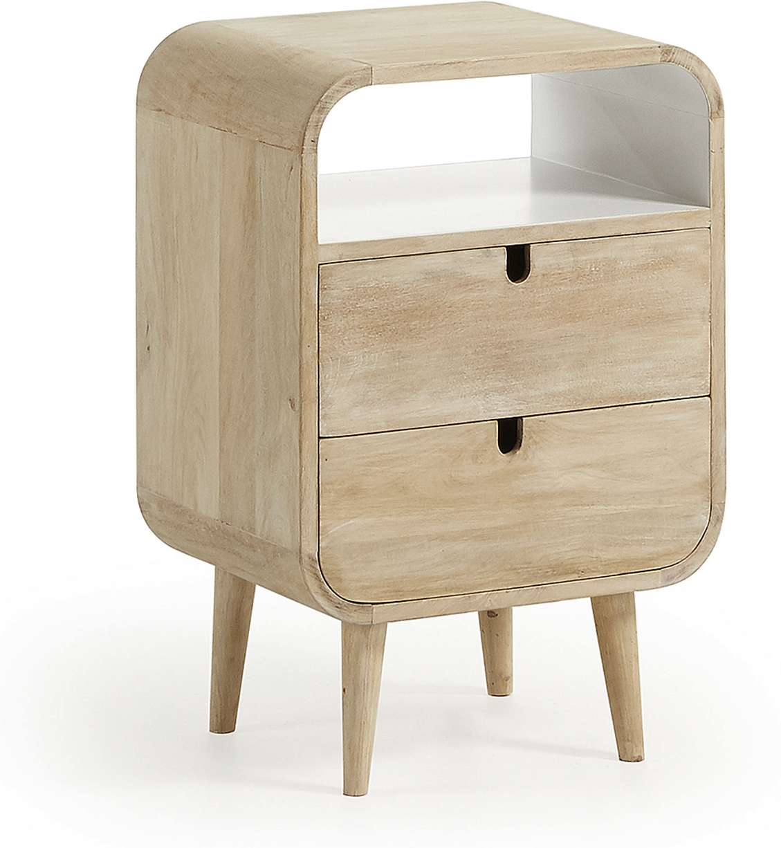 Sengebord Georg Kave Home Massivt Mangotræ Med Hvidlakeret Bordplade H60ã B30ã L40 Cm