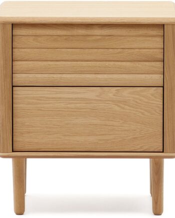 Sengebord Kave Home Lenon Natur Egetræ   Skuffer Push-open Nordisk Design H55   B50   D38 Cm