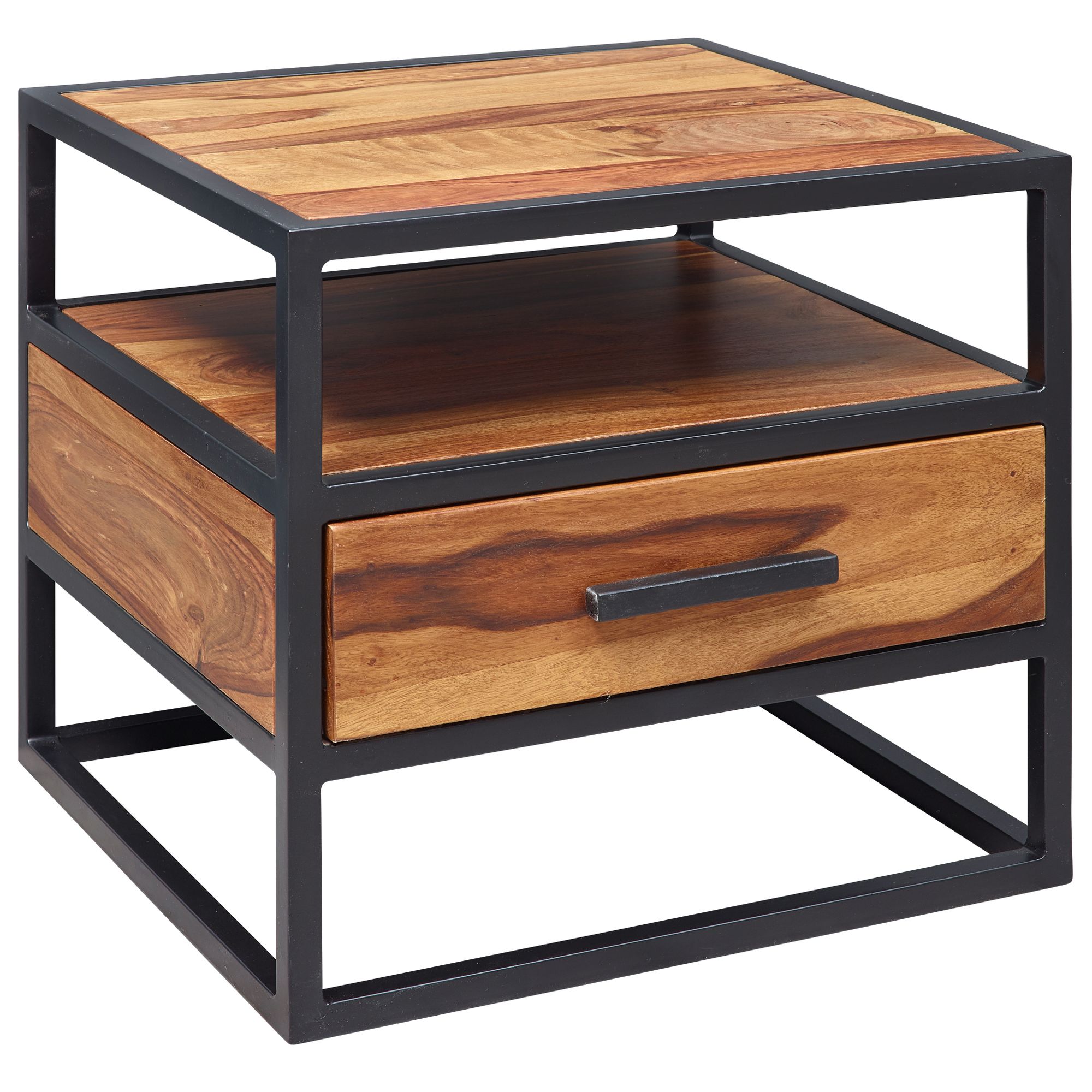 Sengebord   Natbord   Træ  50   45   45 Cm  Brun Med Sort