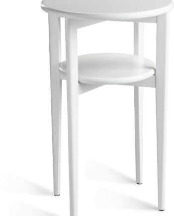 Sengebord Natbord Oscarssons Möbel Mira   Mdf Og Massiv Birk Hvidlak Med Hylde D39   H65 Cm