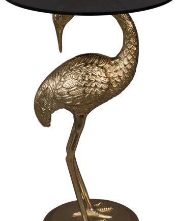 Sidebord Dutchbone Crane Småbord   Askegrå Glas ø40   H63 Cm Med Gylden Aluminiumsstel