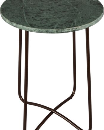 Sidebord Dutchbone Emerald ø41xh55 Cm Askegrå Massivt Marmor Med Sort Jernbase