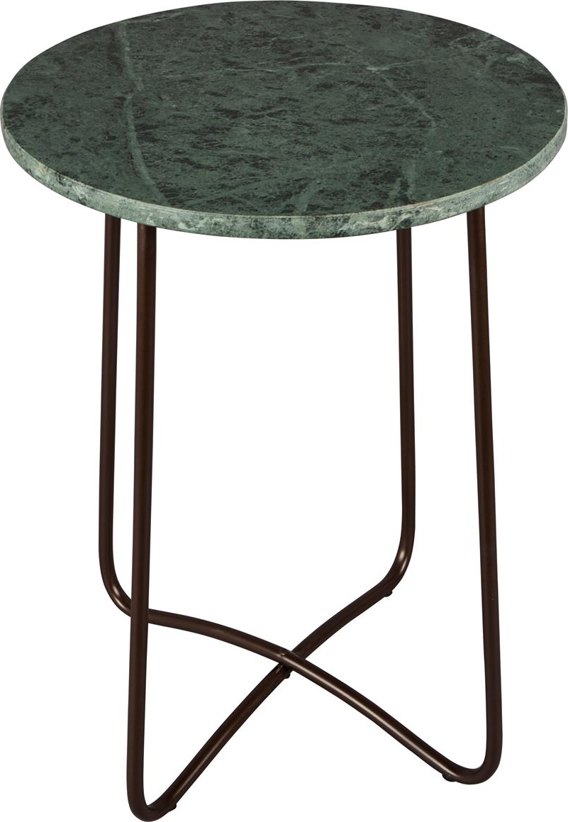 Sidebord Dutchbone Emerald ø41xh55 Cm Askegrå Massivt Marmor Med Sort Jernbase