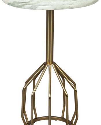 Sidebord Dutchbone Salerno ø30   H47 Cm Massivt Gråbrunt Marmor Med Gylden Stålbase