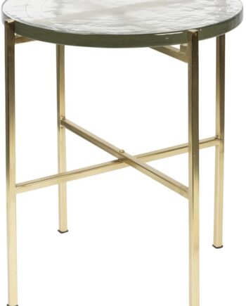 Sidebord Dutchbone Vidrio ø40   H45 Perlemorsbelagt Glas Guldben Retro Småbord Til Stue