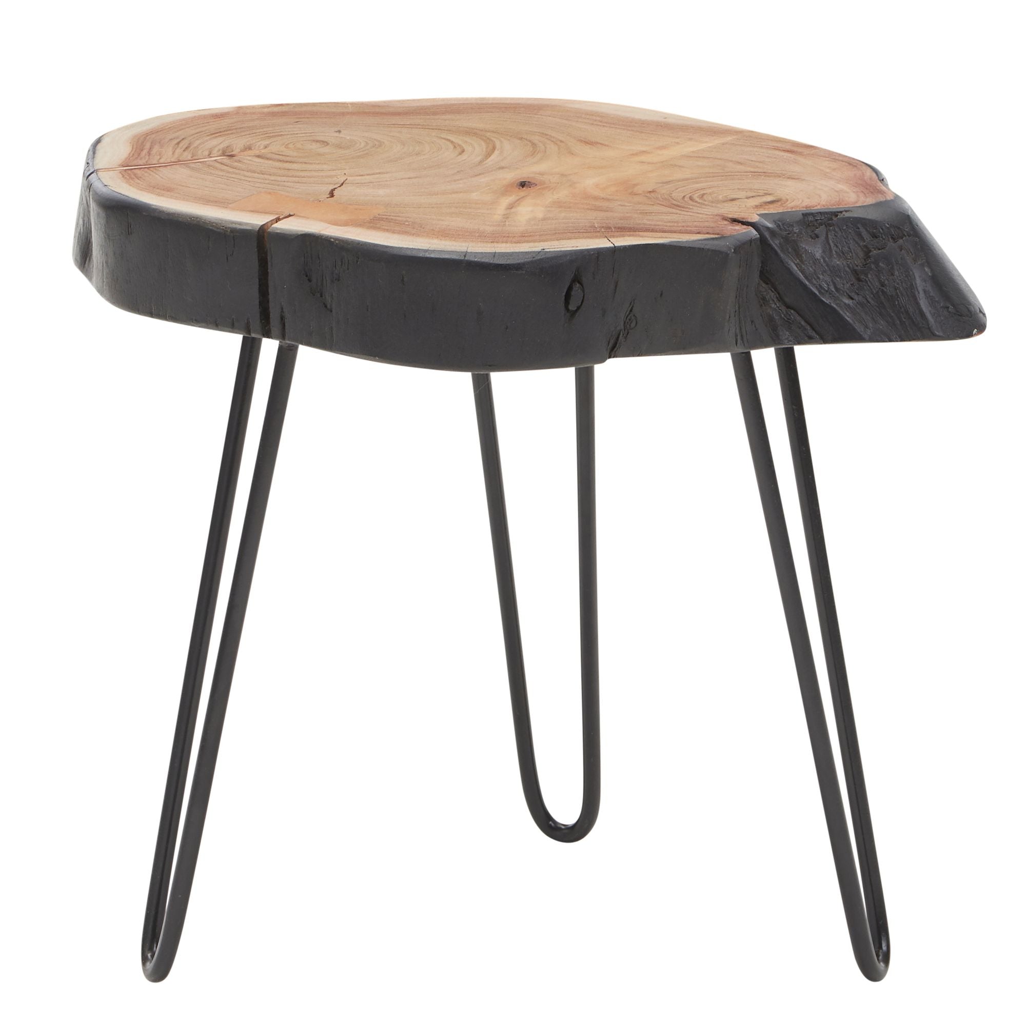 Sidebord   Akacietræ   Metal  Industrielt Look  40x40x32cm