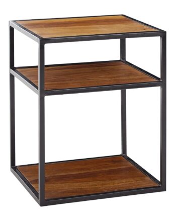 Sidebord   Massivt Sheeshamtræ   Metal  40x50x35 Cm  Brun