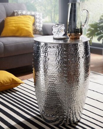 Sidebord   Orientalsk Stil  41 5x62x41 5cm  Aluminium  Sølvfarvet