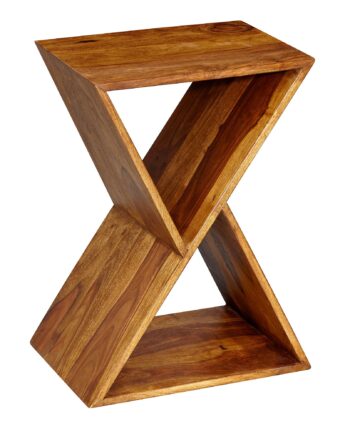Sidebord    -form  Japandi-look  Massivt Træ  43x60x30 Cm  Brun