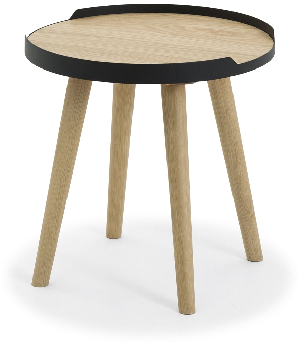 Sidebord Nielsen Design Hasseris ø47 H47 Cm Egetræsfinér Med Metalramme Og Ben Massiv Egetræ