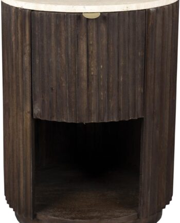 Sidebord   Småbord Dutchbone Marlow ø45   H60 Cm Antracit Travertin Mangotræ
