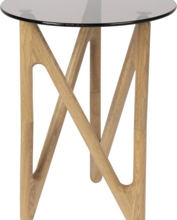 Sidebord   Småbord Dutchbone Naia ø40ã H50 Cm Glas   Egetræ Mørk Sand