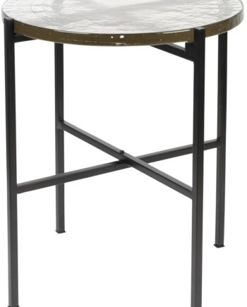Sidebord   Småbord Dutchbone Vidrio Glasplade Og Sort Jernbase ø40   H45 Cm Offwhite
